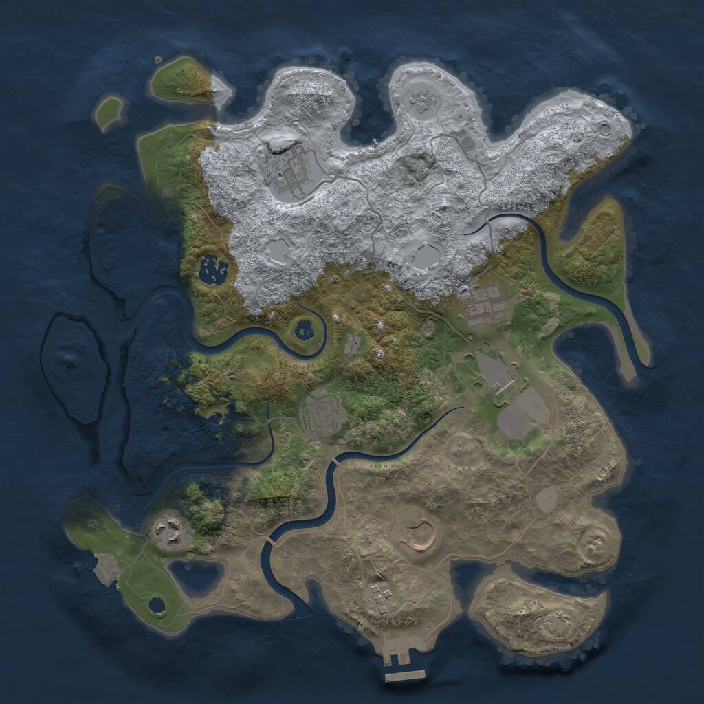 Rust Map: Procedural Map, Size: 3550, Seed: 983025, 13 Monuments