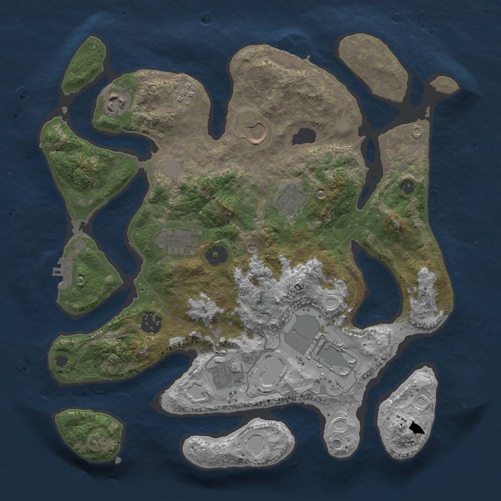 Rust Map: Procedural Map, Size: 3550, Seed: 747118, 16 Monuments