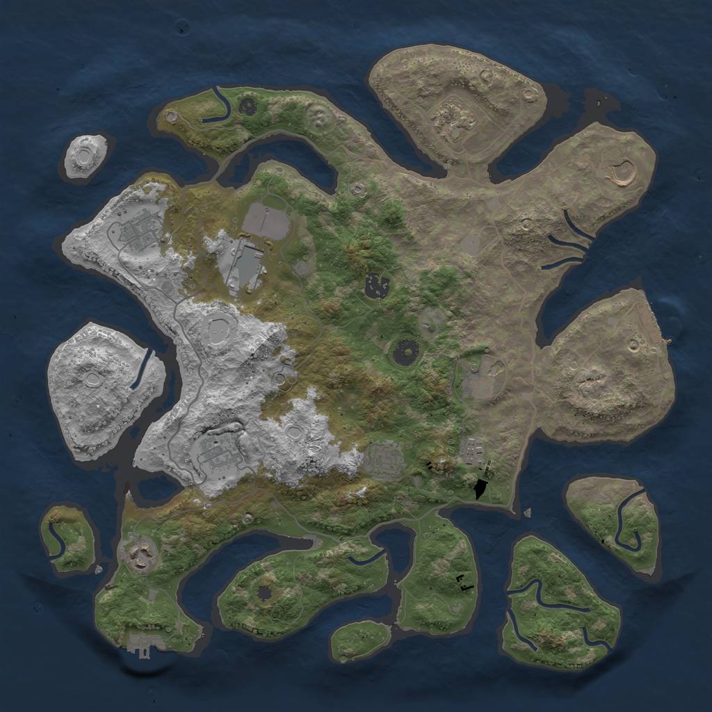 Rust Map: Procedural Map, Size: 4096, Seed: 101312, 18 Monuments