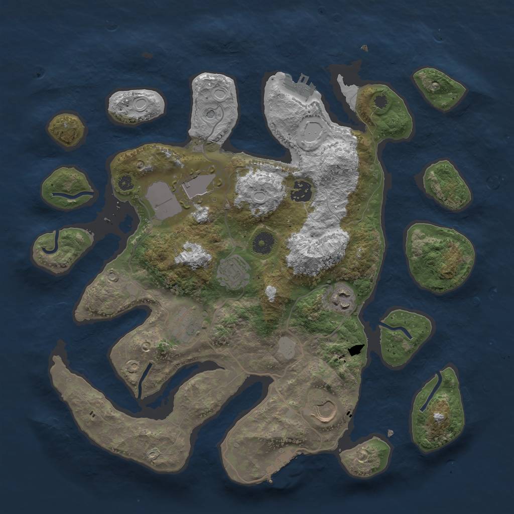 Rust Map: Procedural Map, Size: 3550, Seed: 352980, 14 Monuments