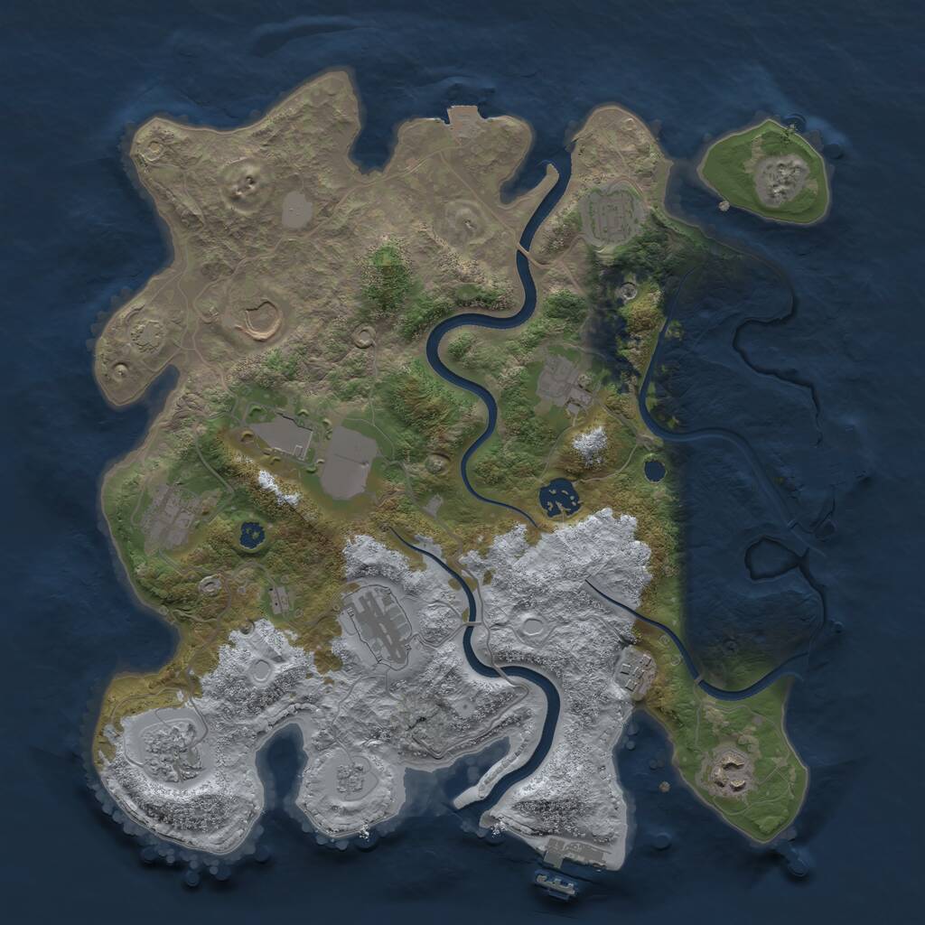 Rust Map: Procedural Map, Size: 3550, Seed: 743246, 16 Monuments