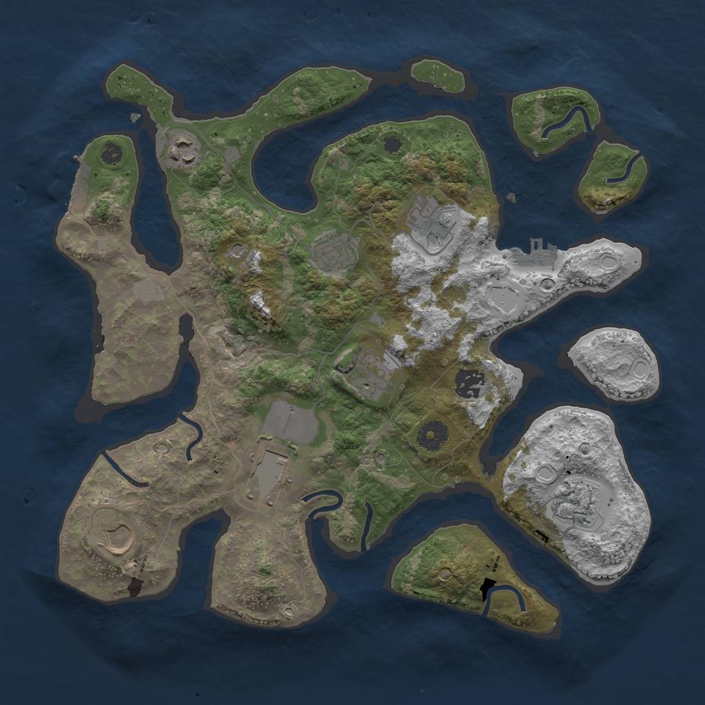 Rust Map: Procedural Map, Size: 3500, Seed: 387525083, 16 Monuments