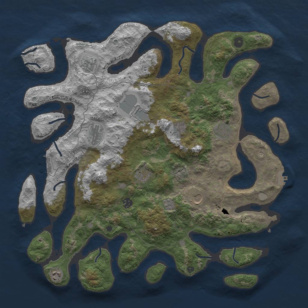 Rust Map: Procedural Map, Size: 4500, Seed: 21312, 18 Monuments