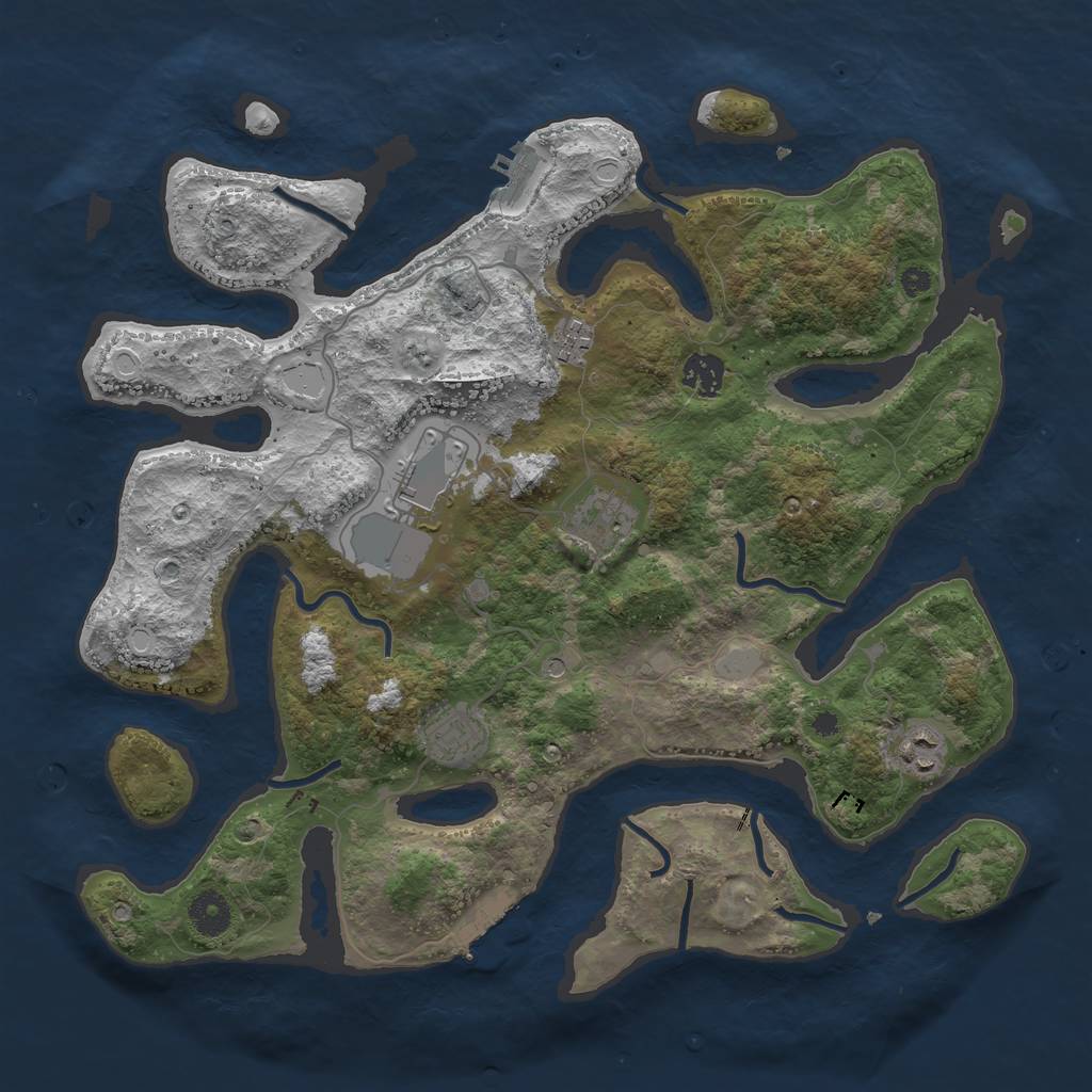 Rust Map: Procedural Map, Size: 3800, Seed: 91312, 14 Monuments