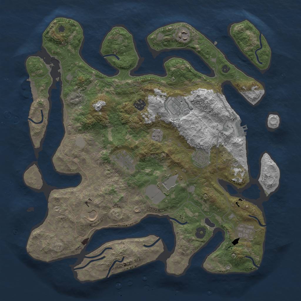 Rust Map: Procedural Map, Size: 4000, Seed: 246671, 17 Monuments