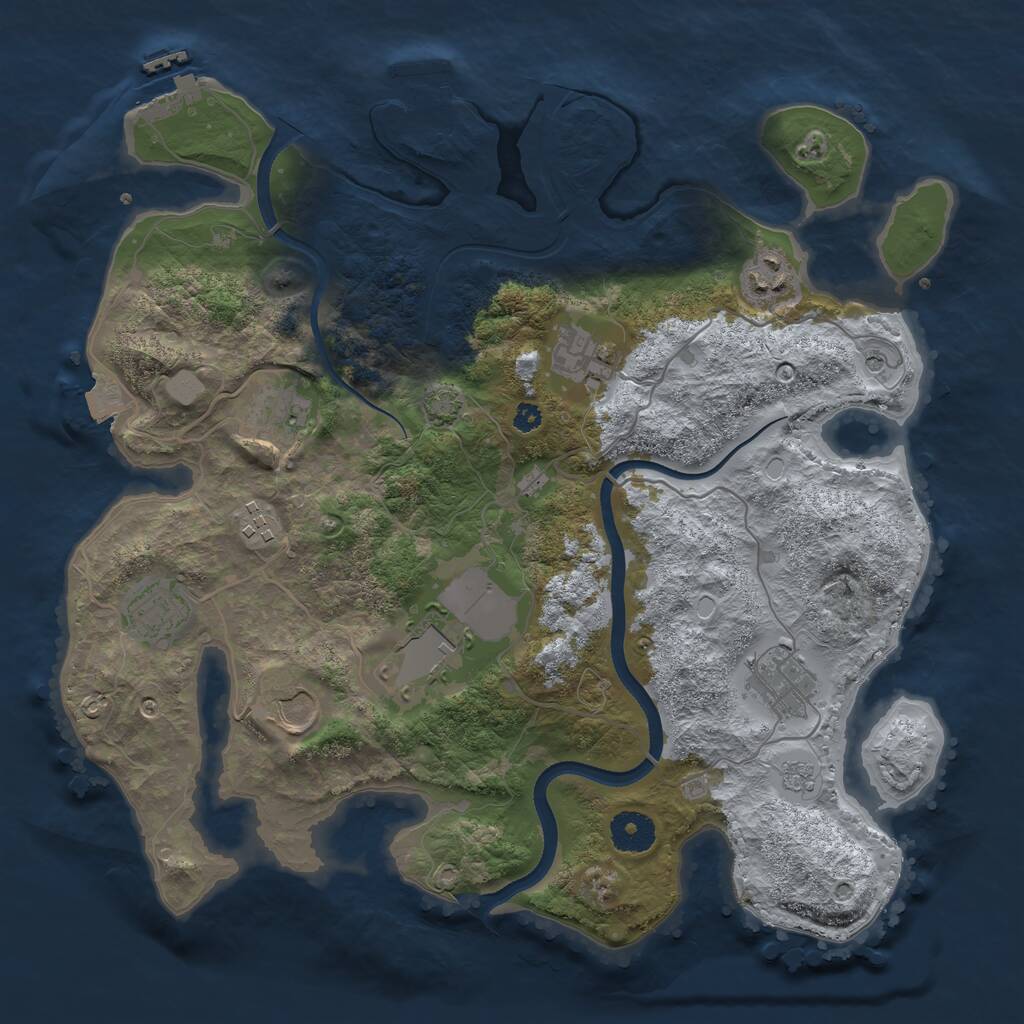 Rust Map: Procedural Map, Size: 3550, Seed: 174317, 14 Monuments