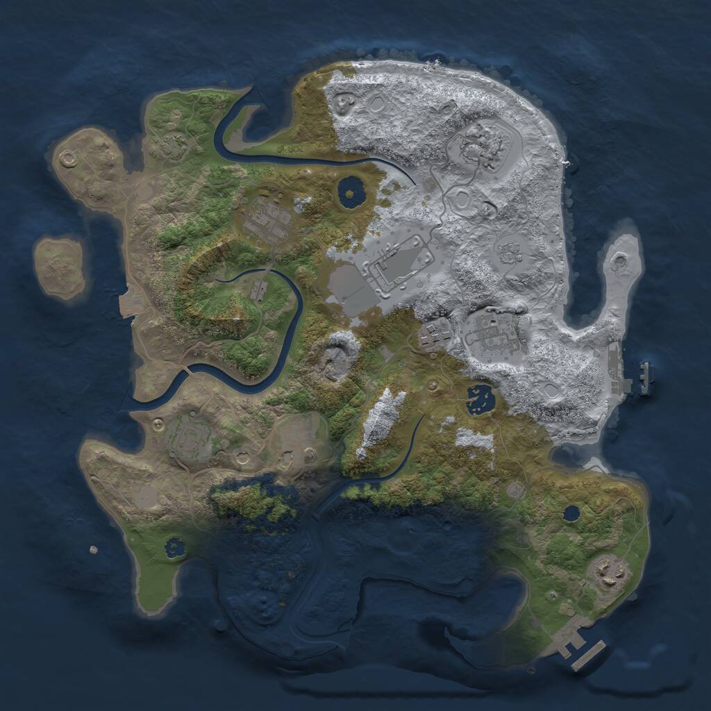 Rust Map: Procedural Map, Size: 3550, Seed: 553975, 15 Monuments