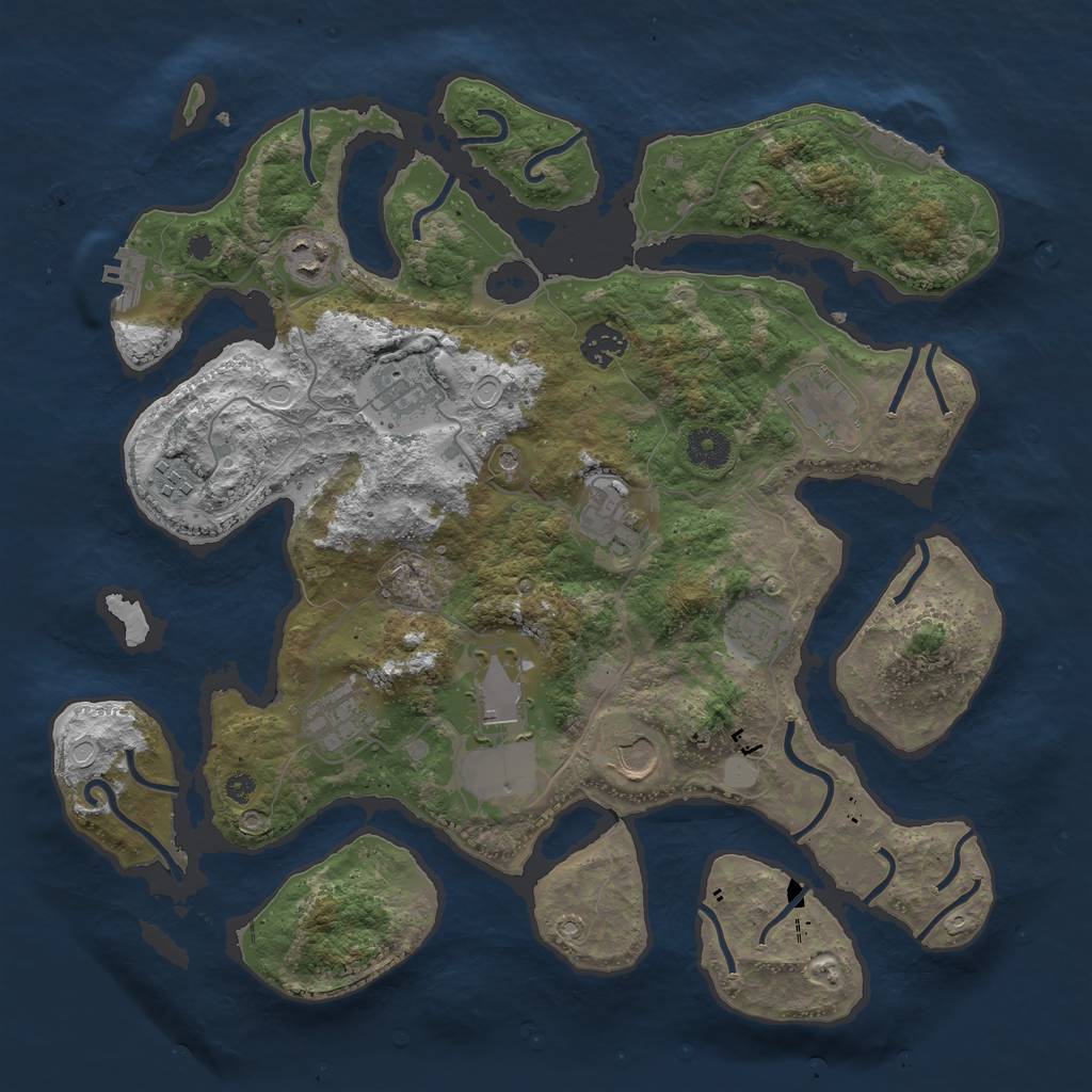 Rust Map: Procedural Map, Size: 3800, Seed: 80351, 18 Monuments