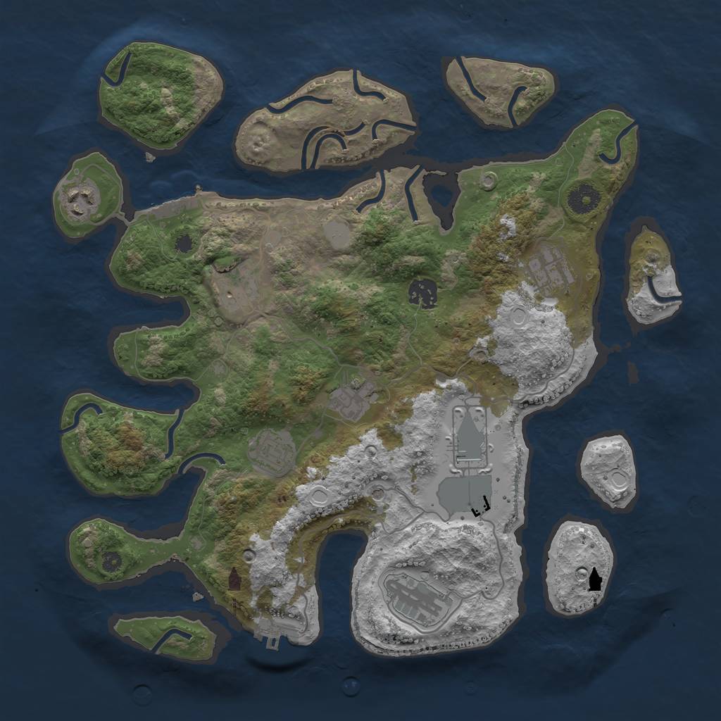 Rust Map: Procedural Map, Size: 3550, Seed: 452157, 16 Monuments