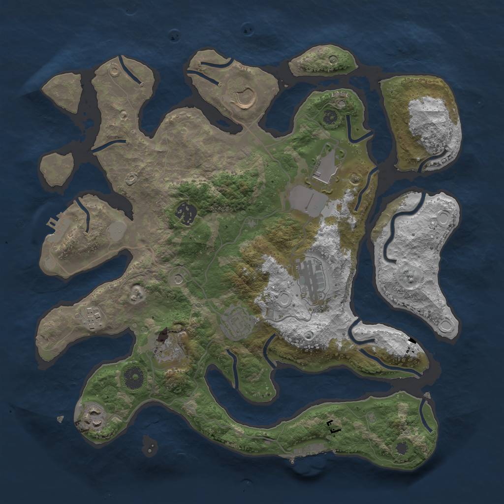 Rust Map: Procedural Map, Size: 3550, Seed: 546333, 16 Monuments