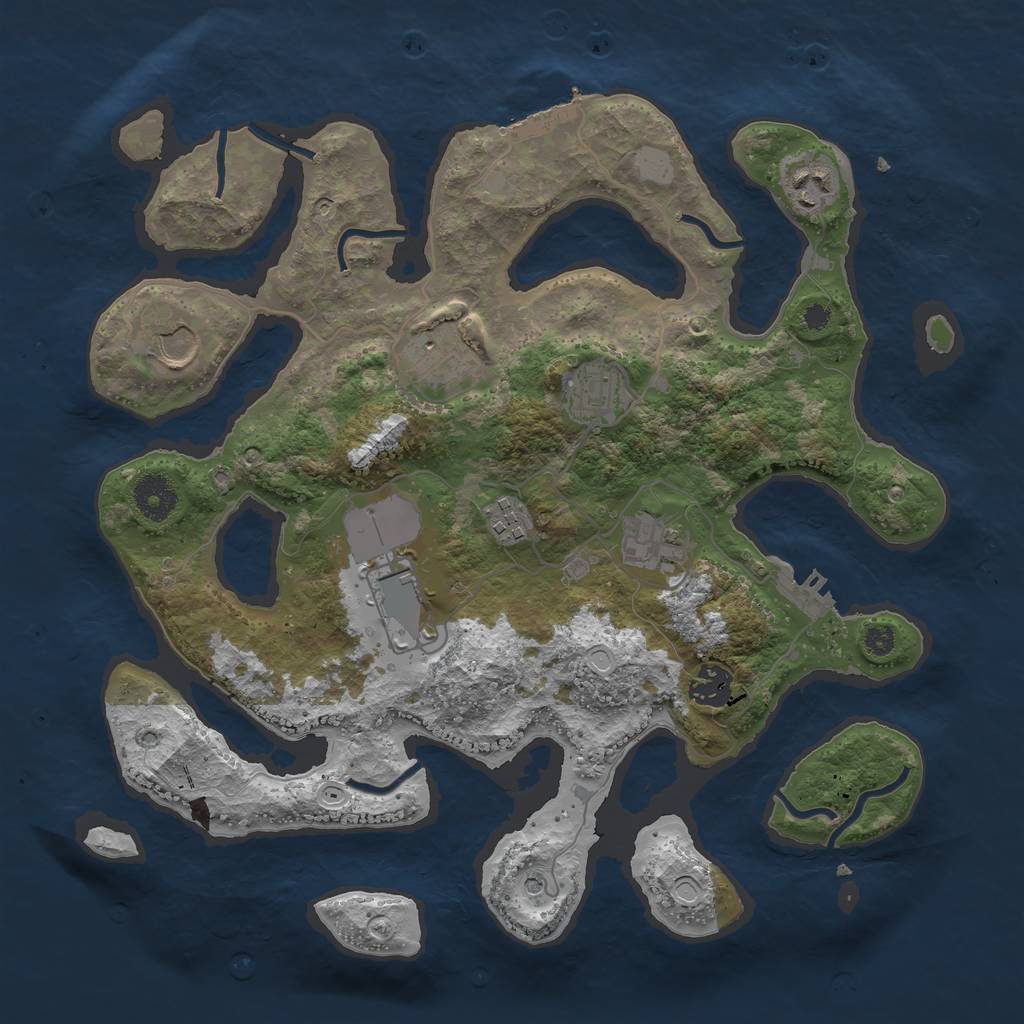 Rust Map: Procedural Map, Size: 3550, Seed: 409407, 16 Monuments