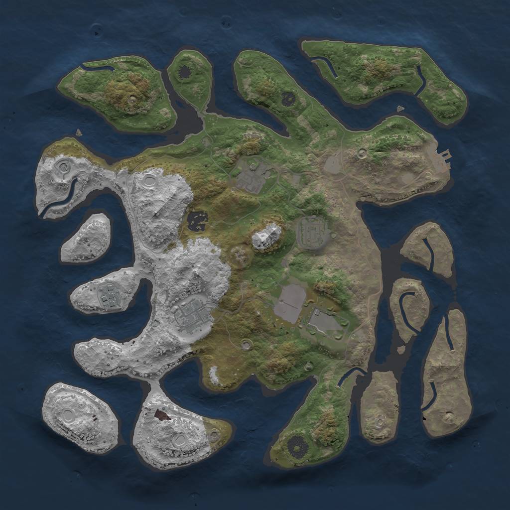 Rust Map: Procedural Map, Size: 3550, Seed: 99338, 13 Monuments