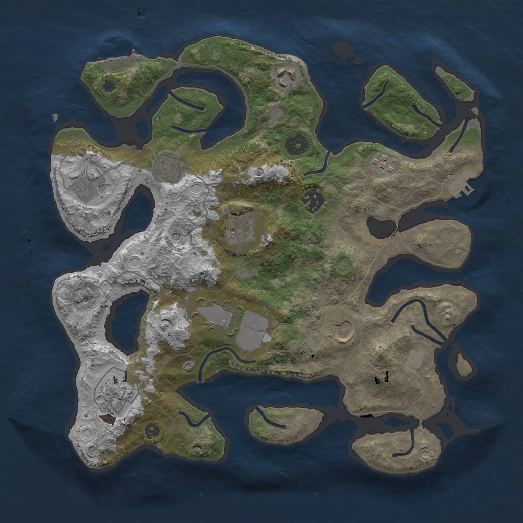 Rust Map: Procedural Map, Size: 3550, Seed: 740009, 17 Monuments