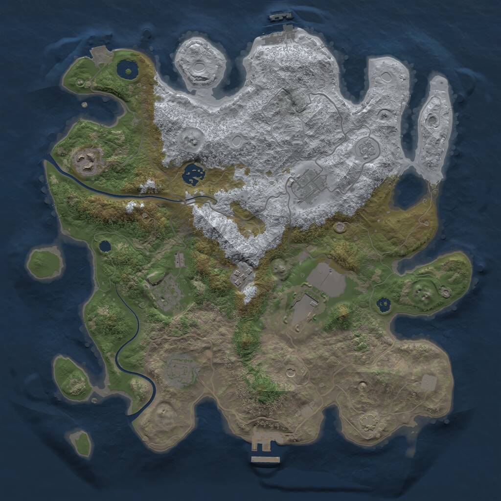 Rust Map: Procedural Map, Size: 3550, Seed: 307614, 13 Monuments