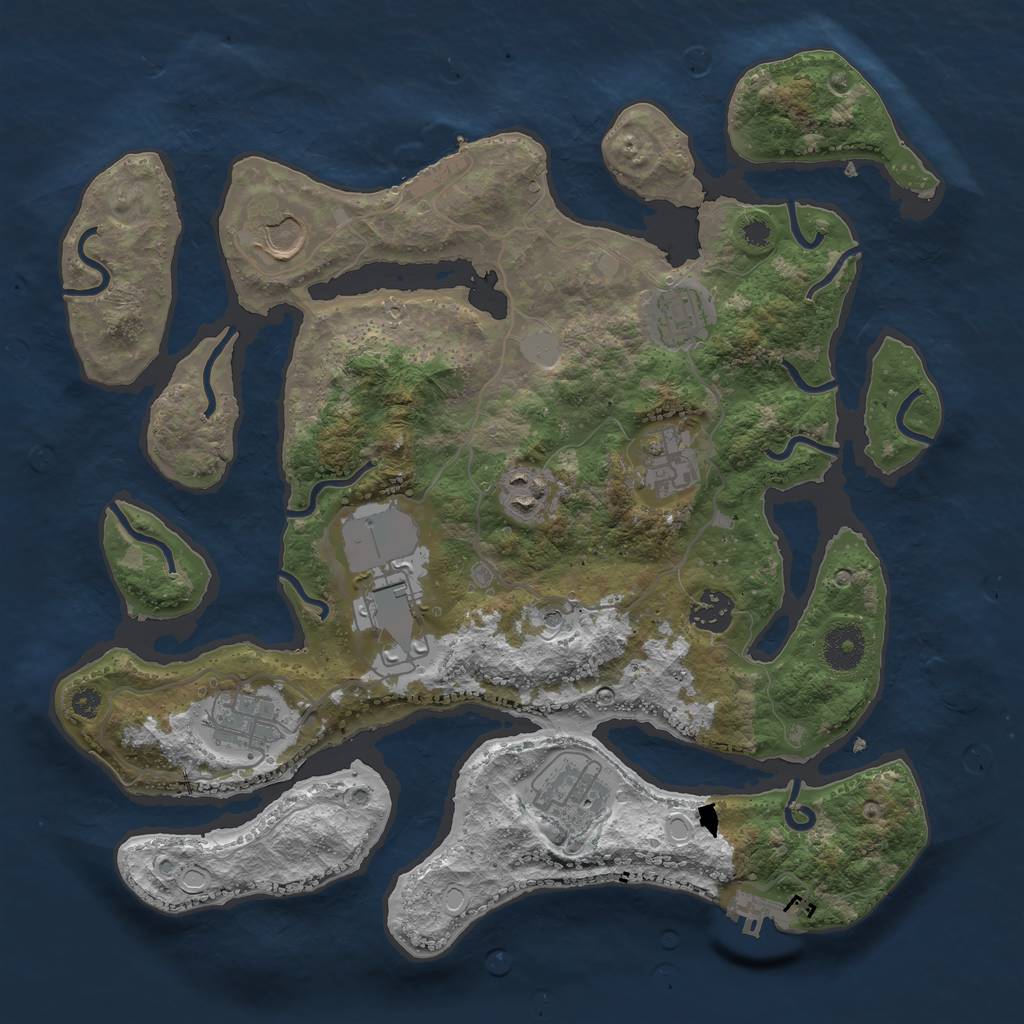 Rust Map: Procedural Map, Size: 3550, Seed: 647917, 16 Monuments
