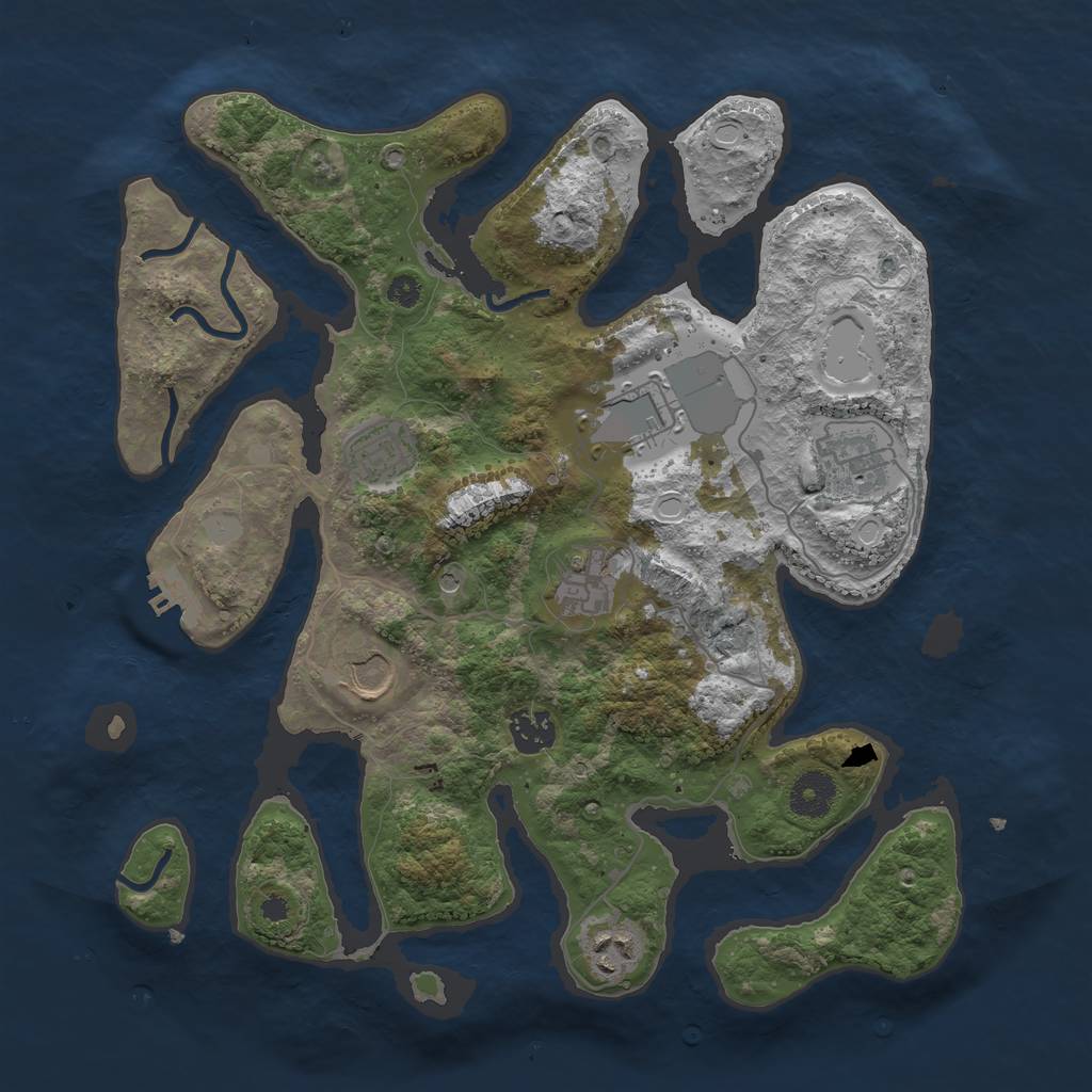 Rust Map: Procedural Map, Size: 3550, Seed: 477936, 14 Monuments