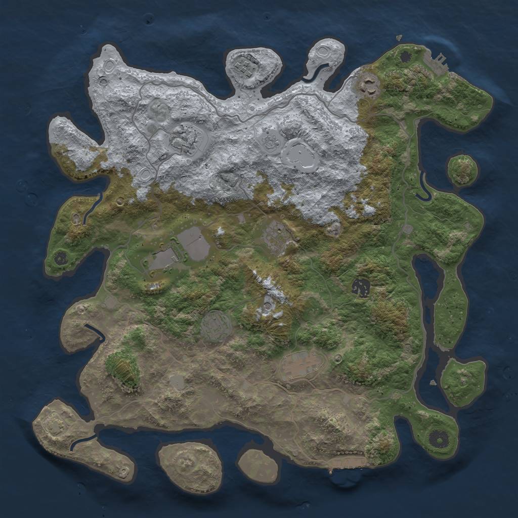 Rust Map: Procedural Map, Size: 4000, Seed: 936537, 16 Monuments