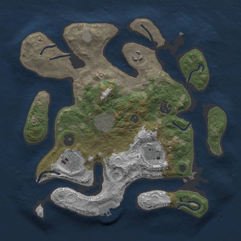 Rust Map: Procedural Map, Size: 3000, Seed: 137918038, 12 Monuments