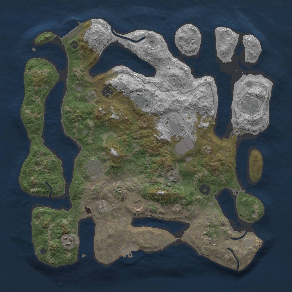 Rust Map: Procedural Map, Size: 4000, Seed: 50012, 17 Monuments