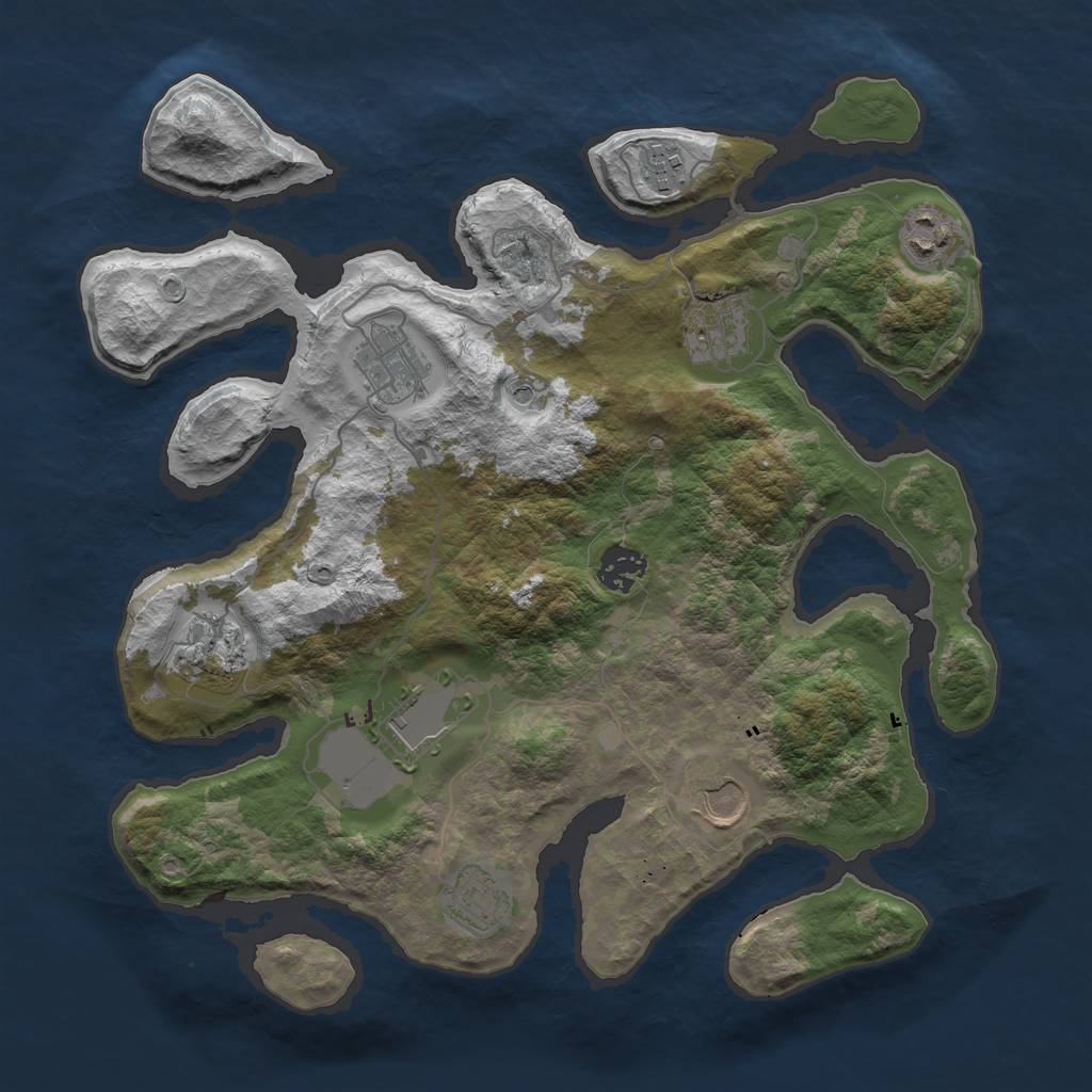 Rust Map: Barren, Size: 3500, Seed: 1248076214, 12 Monuments