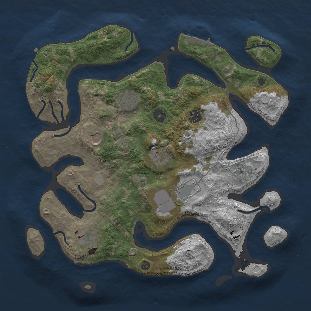 Rust Map: Procedural Map, Size: 3550, Seed: 299067, 13 Monuments
