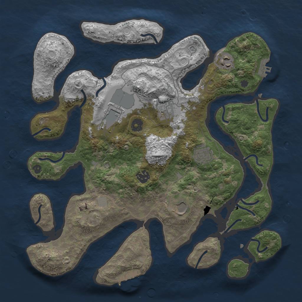 Rust Map: Procedural Map, Size: 3550, Seed: 110889, 14 Monuments