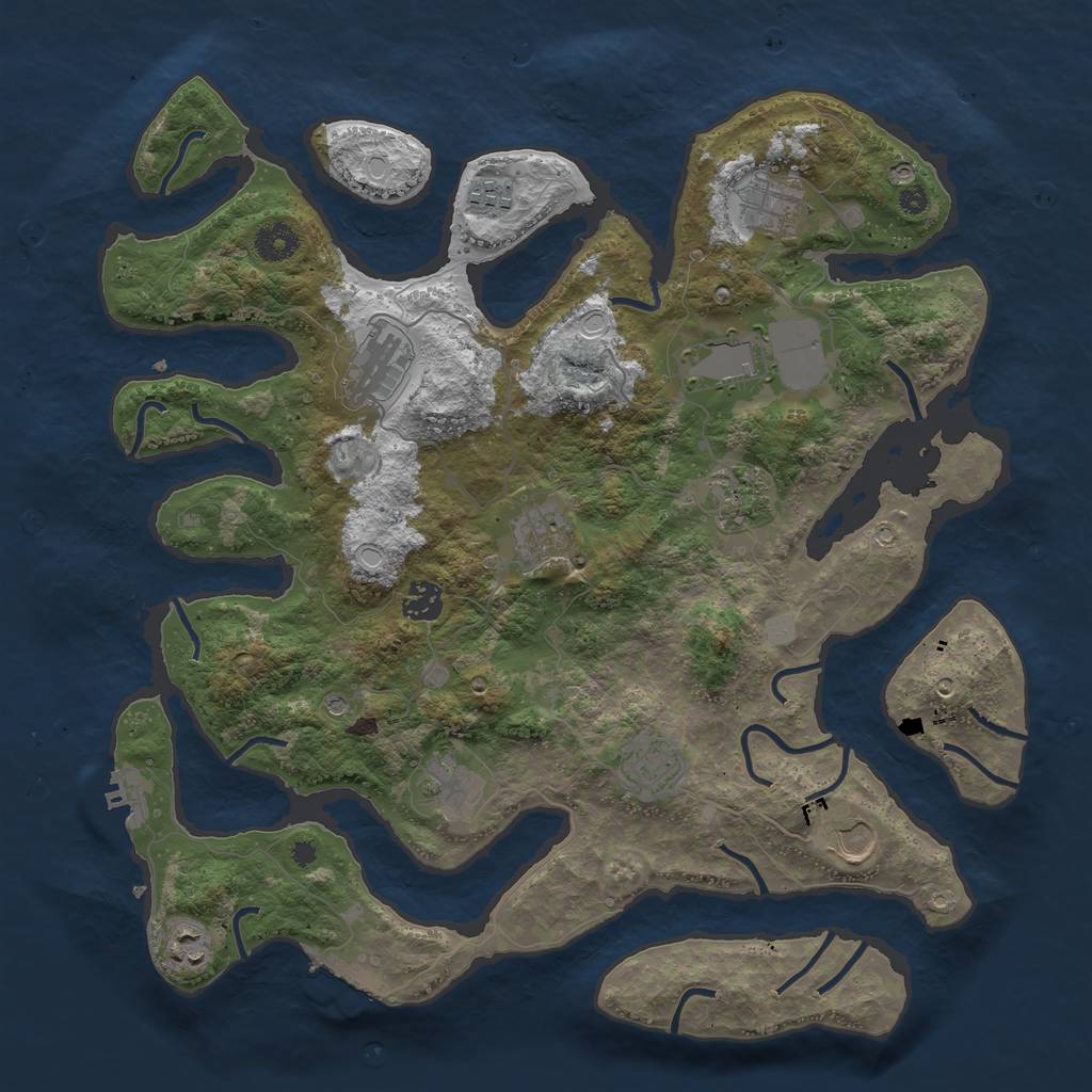 Rust Map: Procedural Map, Size: 3950, Seed: 621653669, 19 Monuments