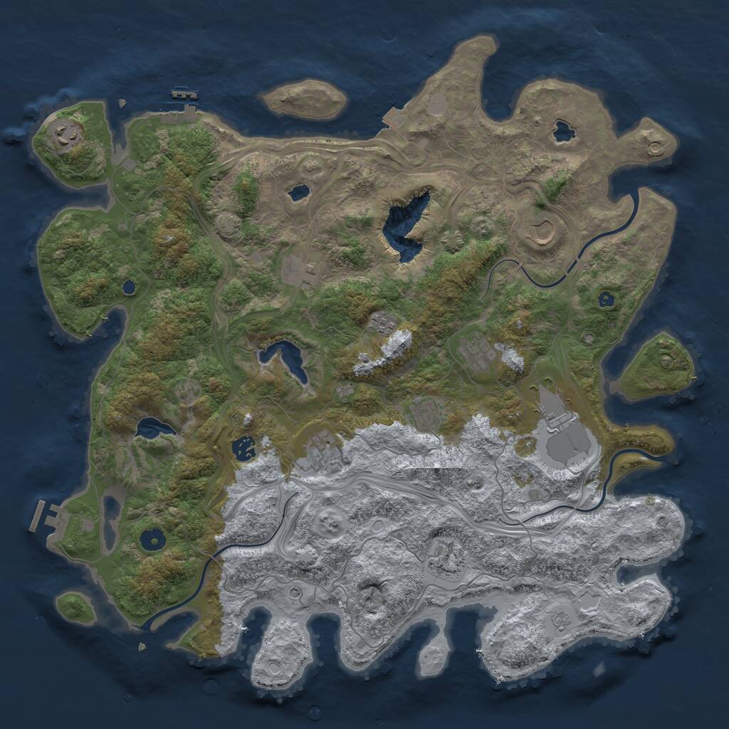 Rust Map: Procedural Map, Size: 4500, Seed: 15350, 16 Monuments