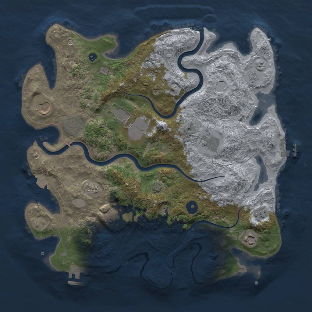 Rust Map: Procedural Map, Size: 3750, Seed: 34547877, 14 Monuments