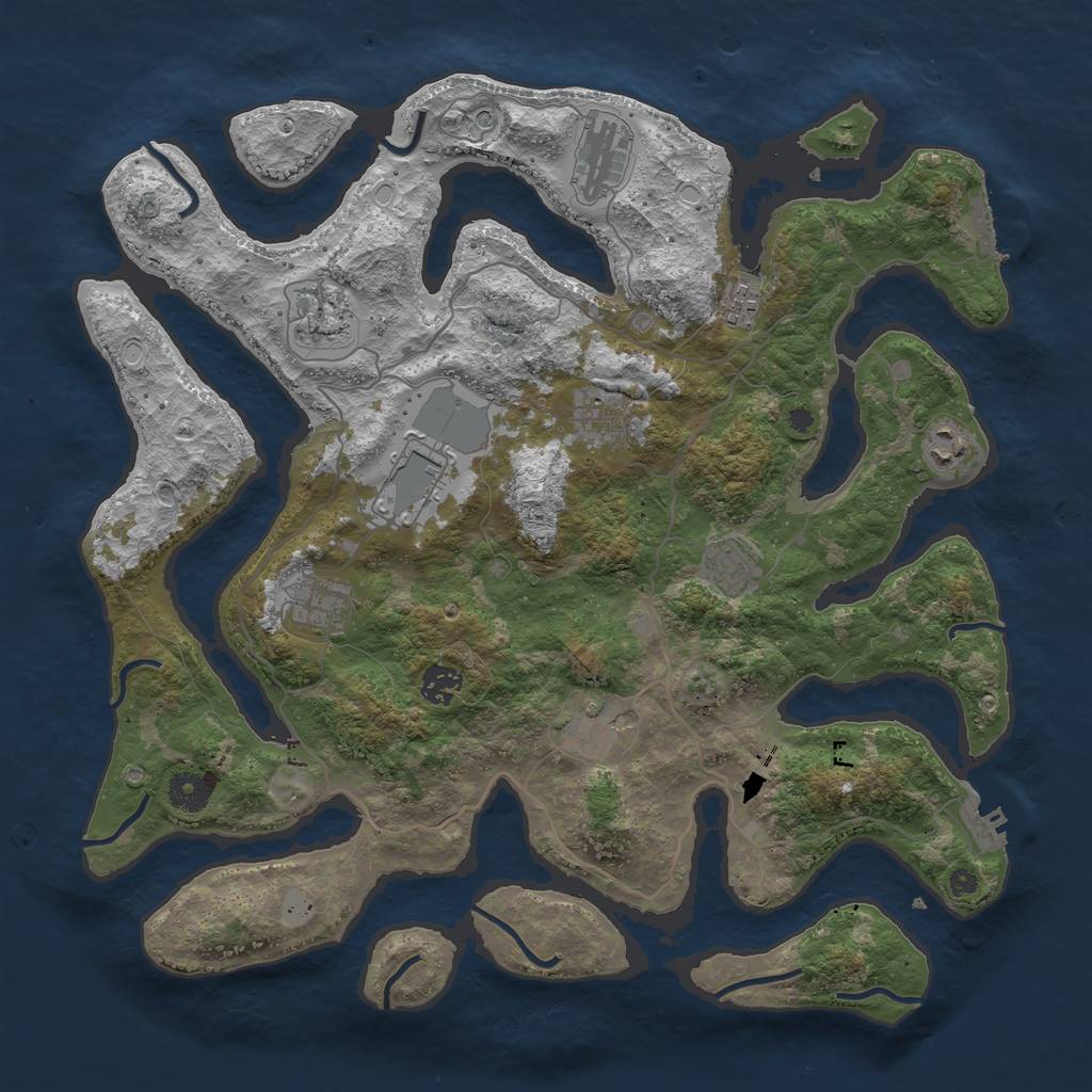 Rust Map: Procedural Map, Size: 4000, Seed: 284056, 18 Monuments