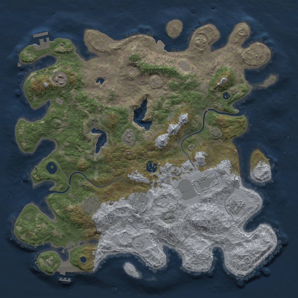 Rust Map: Procedural Map, Size: 4000, Seed: 201390, 12 Monuments