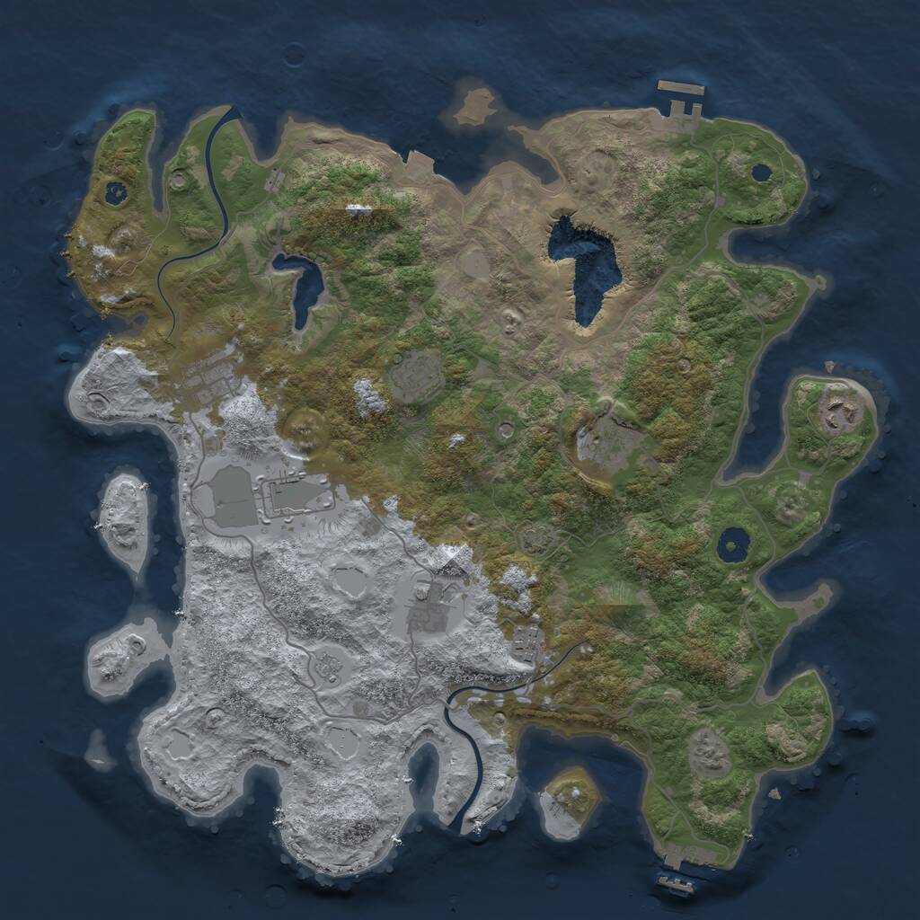 Rust Map: Procedural Map, Size: 4000, Seed: 383794, 13 Monuments