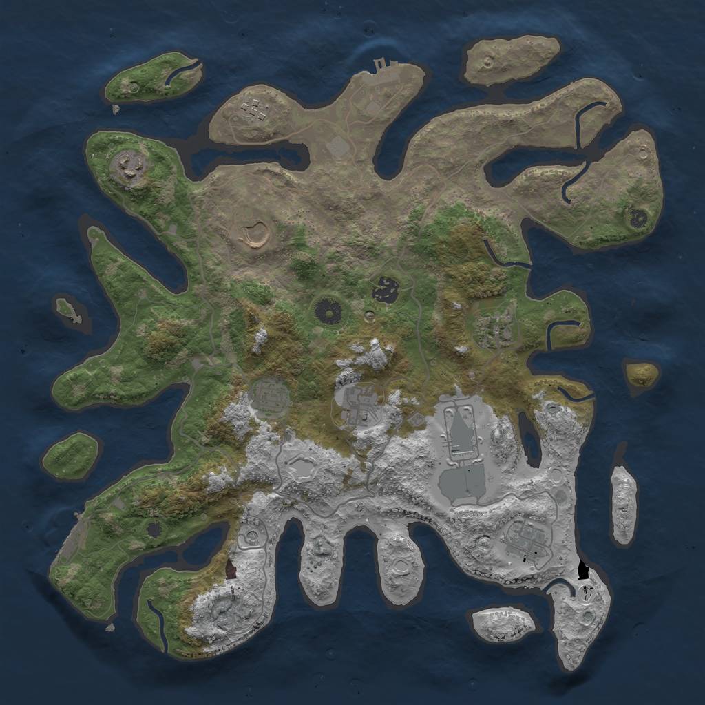 Rust Map: Procedural Map, Size: 4000, Seed: 468473, 17 Monuments