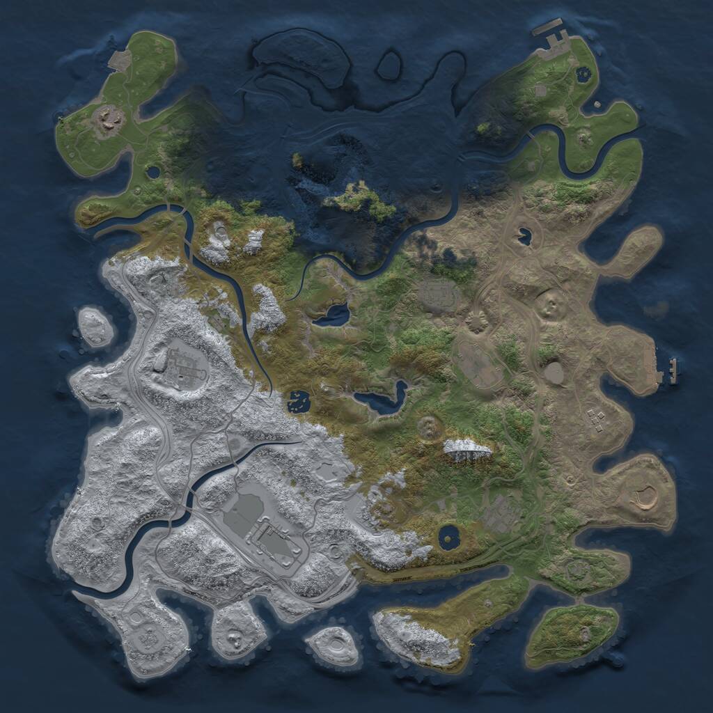 Rust Map: Procedural Map, Size: 4500, Seed: 2135681754, 16 Monuments