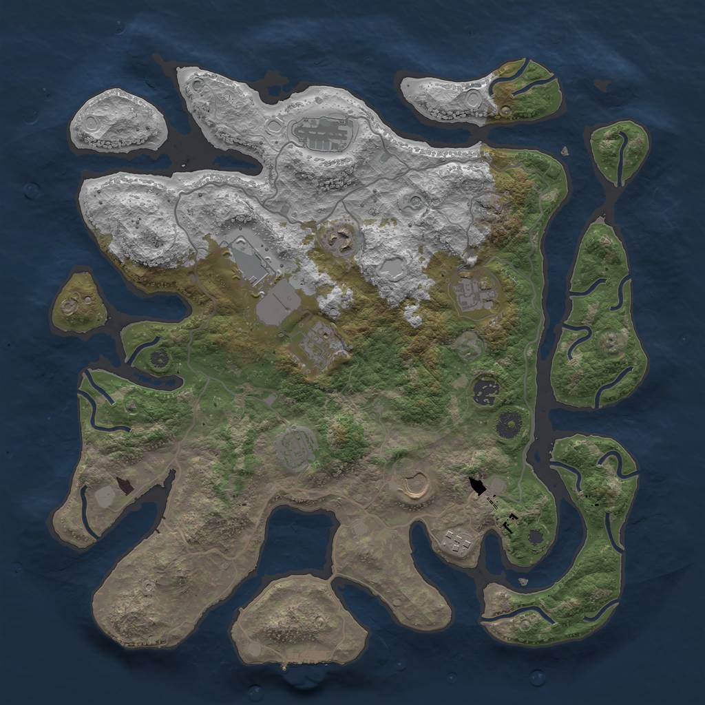 Rust Map: Procedural Map, Size: 4000, Seed: 273123, 16 Monuments