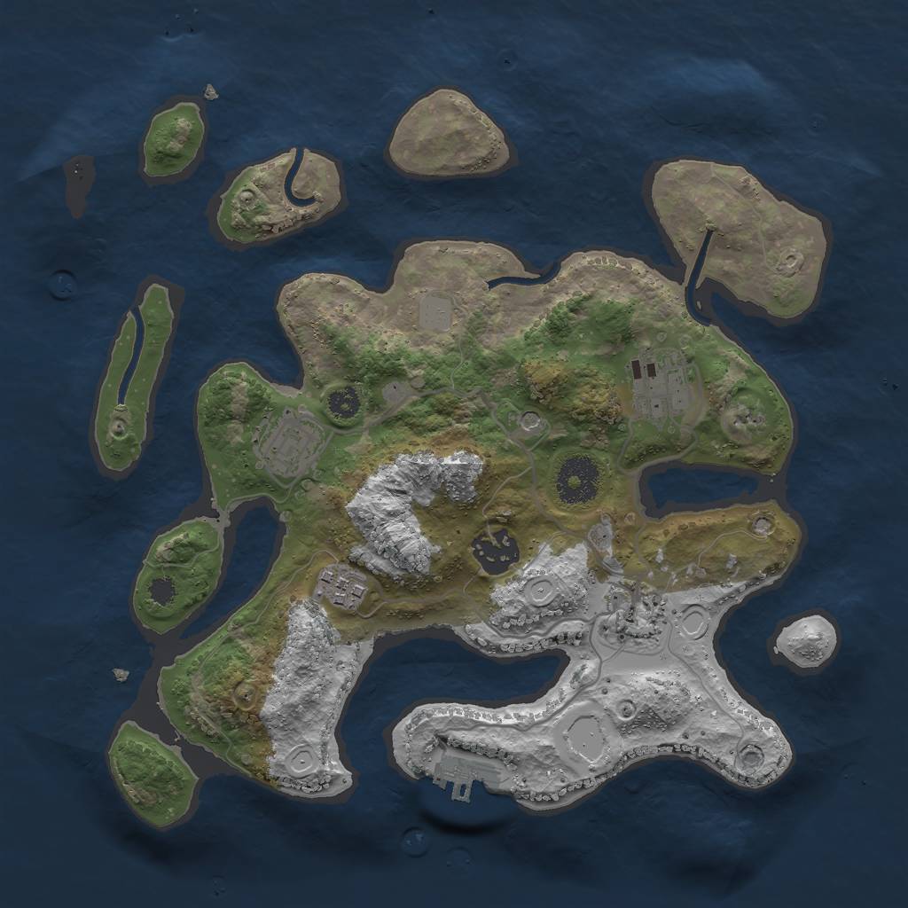 Rust Map: Procedural Map, Size: 3000, Seed: 344543535, 12 Monuments