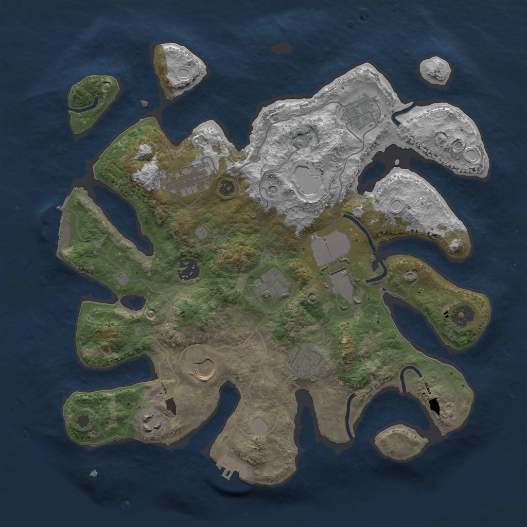Rust Map: Procedural Map, Size: 3550, Seed: 831732, 16 Monuments