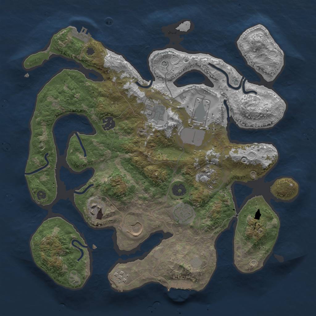 Rust Map: Procedural Map, Size: 3500, Seed: 677897478, 16 Monuments