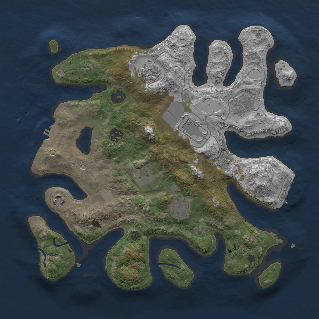 Rust Map: Procedural Map, Size: 3500, Seed: 927914409, 16 Monuments