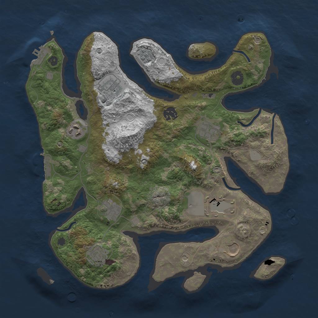 Rust Map: Procedural Map, Size: 3500, Seed: 712379, 17 Monuments