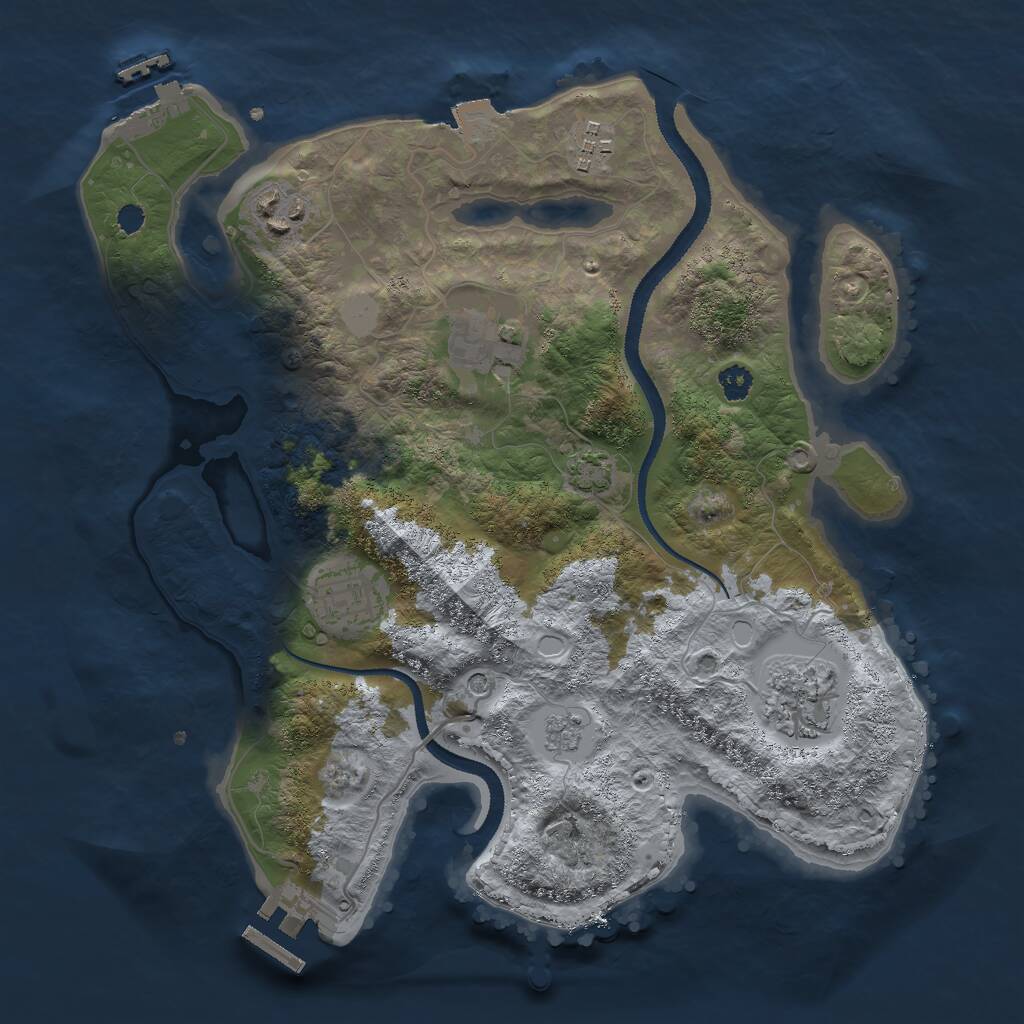 Rust Map: Procedural Map, Size: 3000, Seed: 742813, 11 Monuments