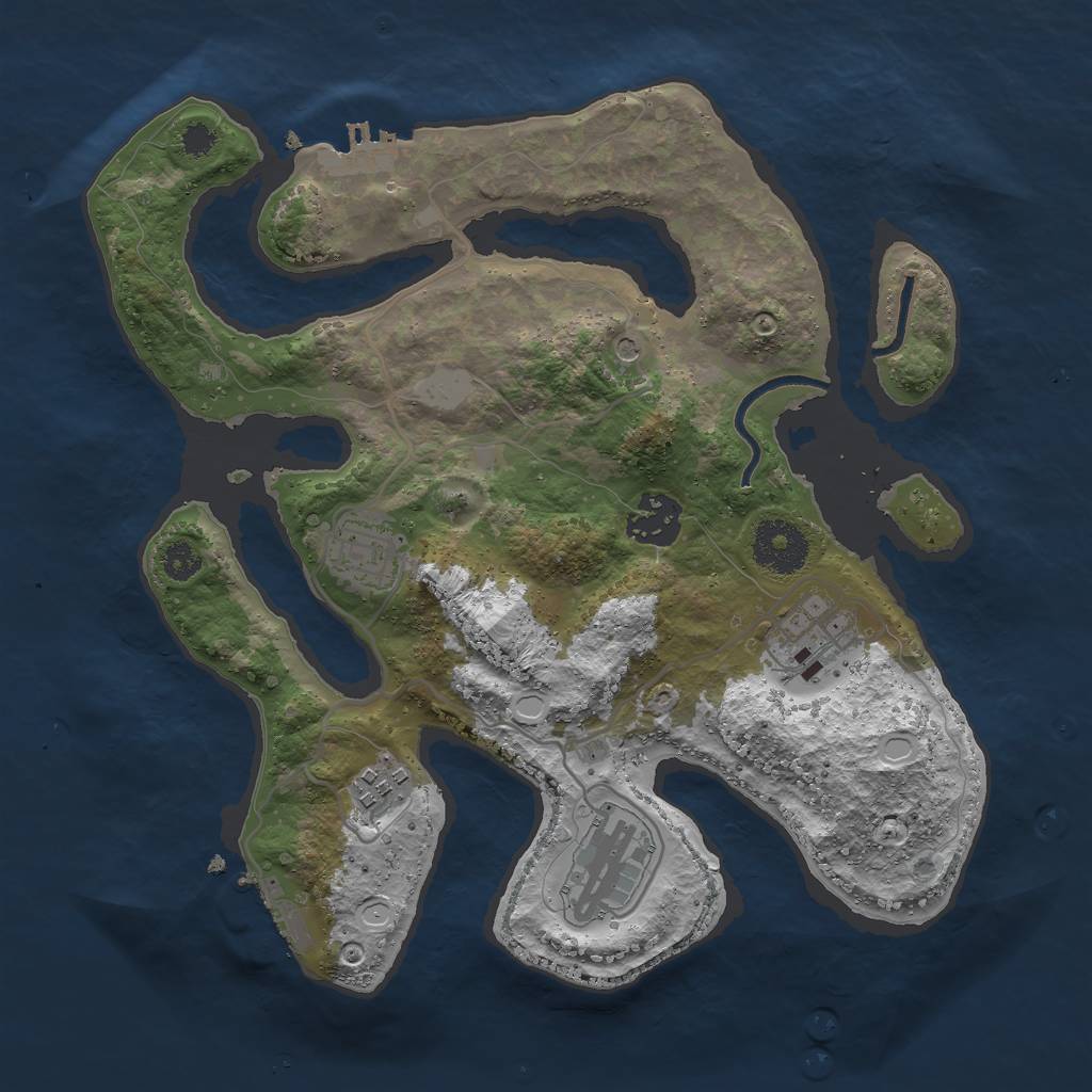 Rust Map: Procedural Map, Size: 3000, Seed: 742813, 13 Monuments