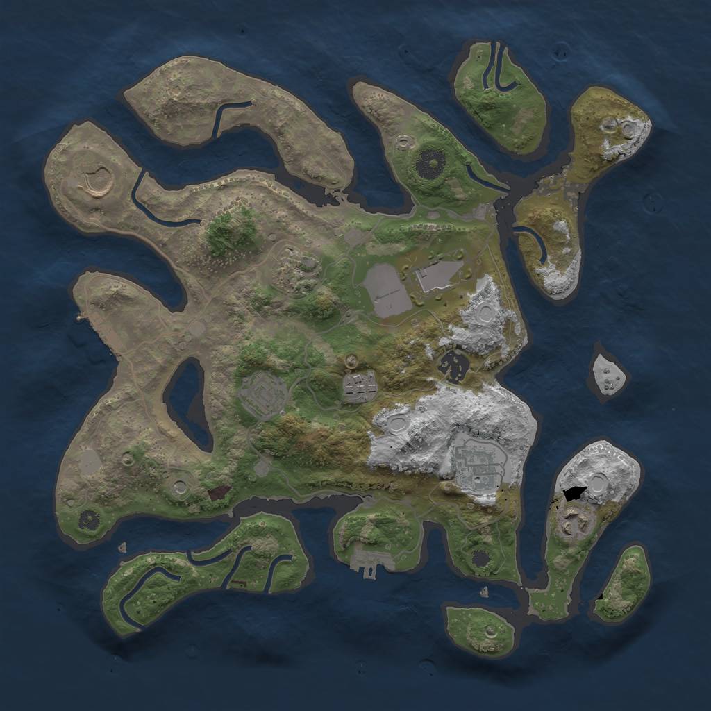 Rust Map: Procedural Map, Size: 3500, Seed: 1509191771, 16 Monuments