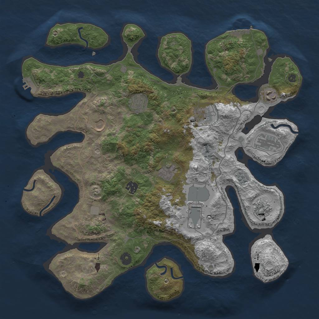 Rust Map: Procedural Map, Size: 4000, Seed: 142430, 18 Monuments