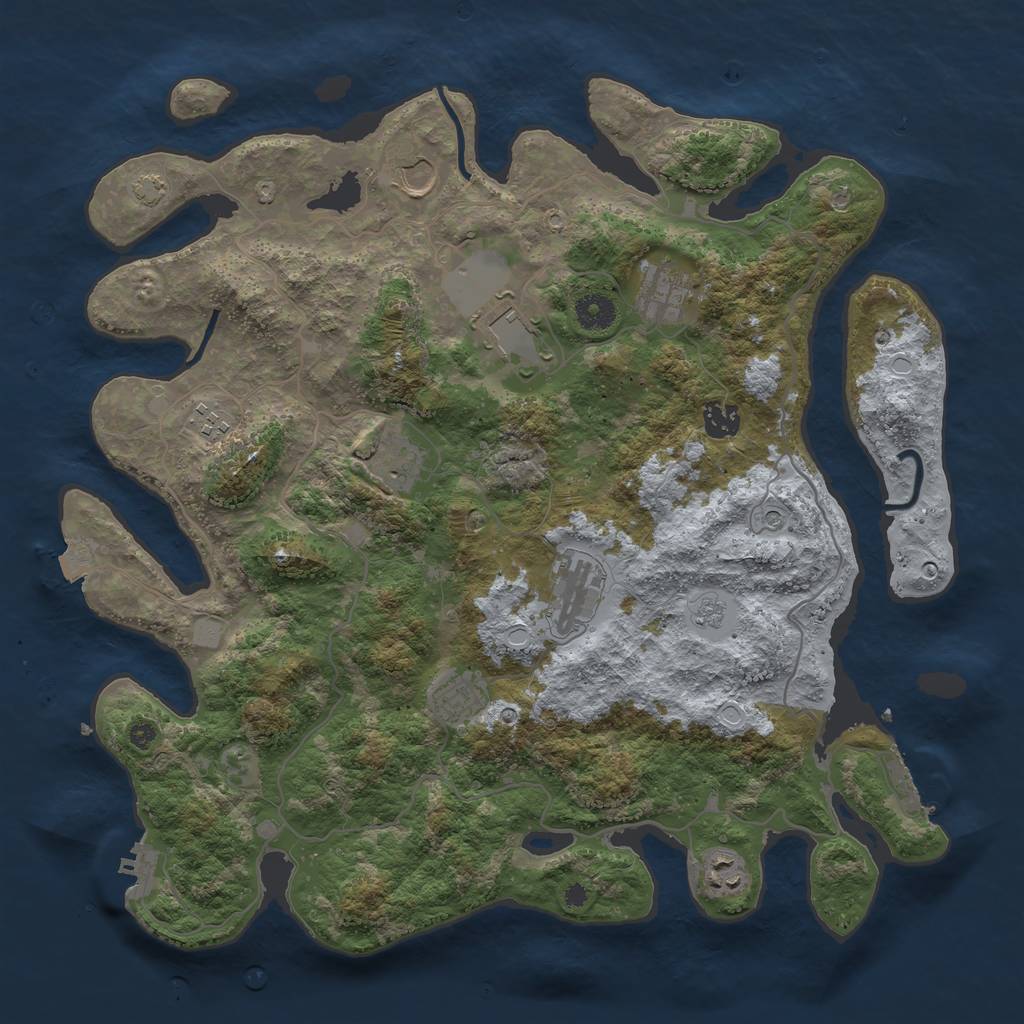 Rust Map: Procedural Map, Size: 4000, Seed: 265527888, 17 Monuments