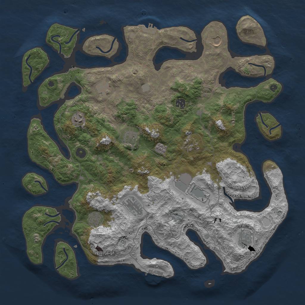 Rust Map: Procedural Map, Size: 4500, Seed: 669054093, 19 Monuments