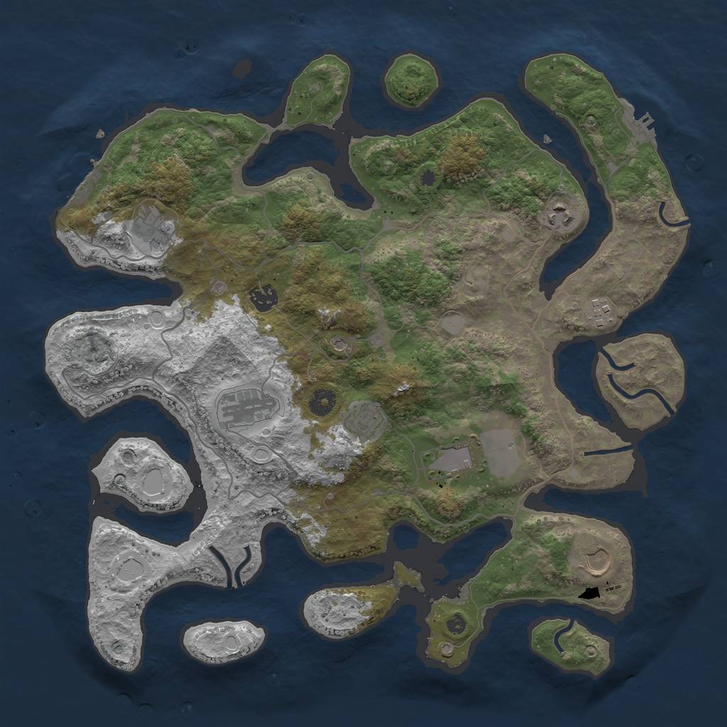 Rust Map: Procedural Map, Size: 4000, Seed: 544893, 16 Monuments