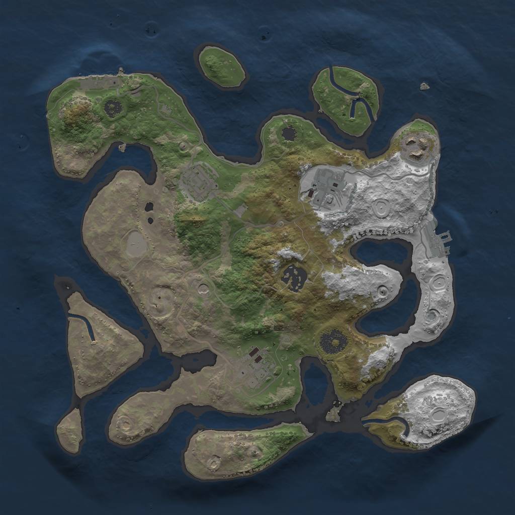 Rust Map: Procedural Map, Size: 3000, Seed: 341589, 13 Monuments