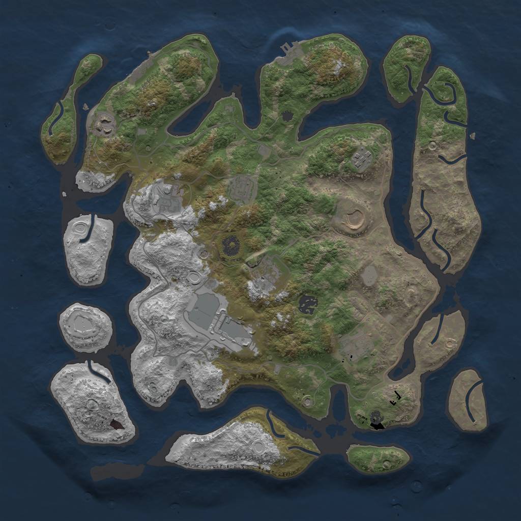 Rust Map: Procedural Map, Size: 4000, Seed: 871594, 17 Monuments