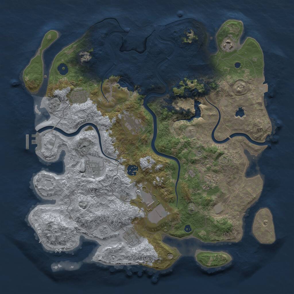 Rust Map: Procedural Map, Size: 4000, Seed: 871594, 14 Monuments